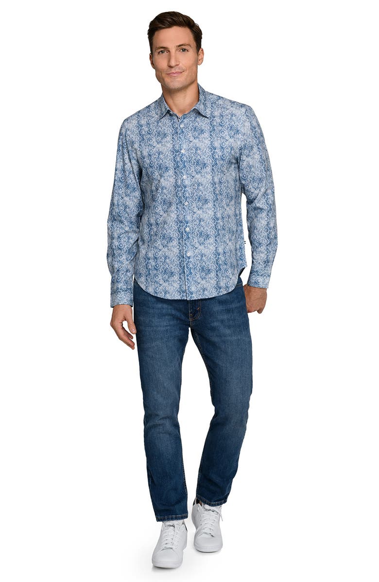 Brooklyn Brigade Persian Print Woven Long Sleeve Basic, Alternate, color, Tan/Blue