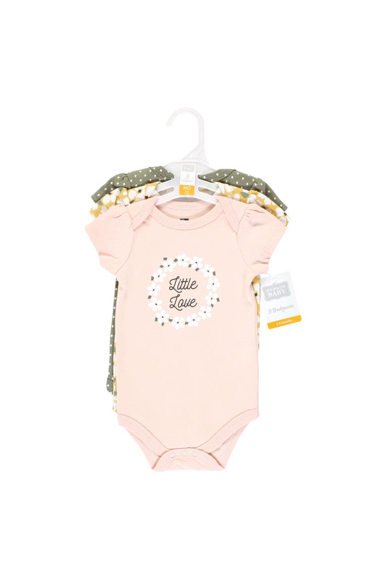 Comfortable All-Cotton Bodysuit 3Pk, Alternate, color, Sage Floral Wreath
