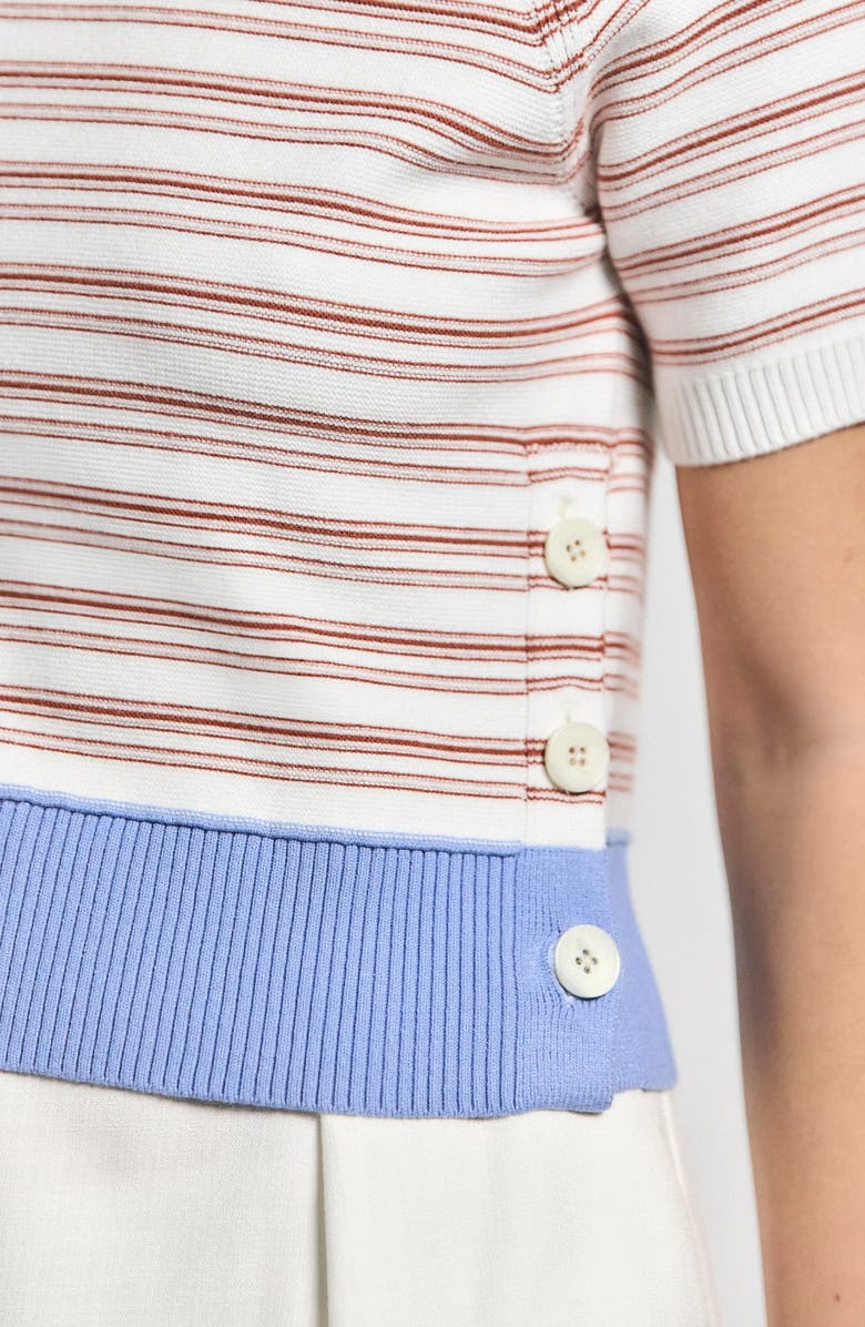 Derek Lam 10 Crosby Case Mixed Stripe Short Sleeve Sweater, Alternate, color,