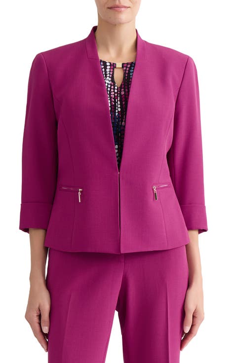 Stretch Crepe Open Front Cardigan Jacket