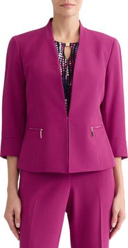 KASPER Stretch Crepe Open Front Cardigan Jacket