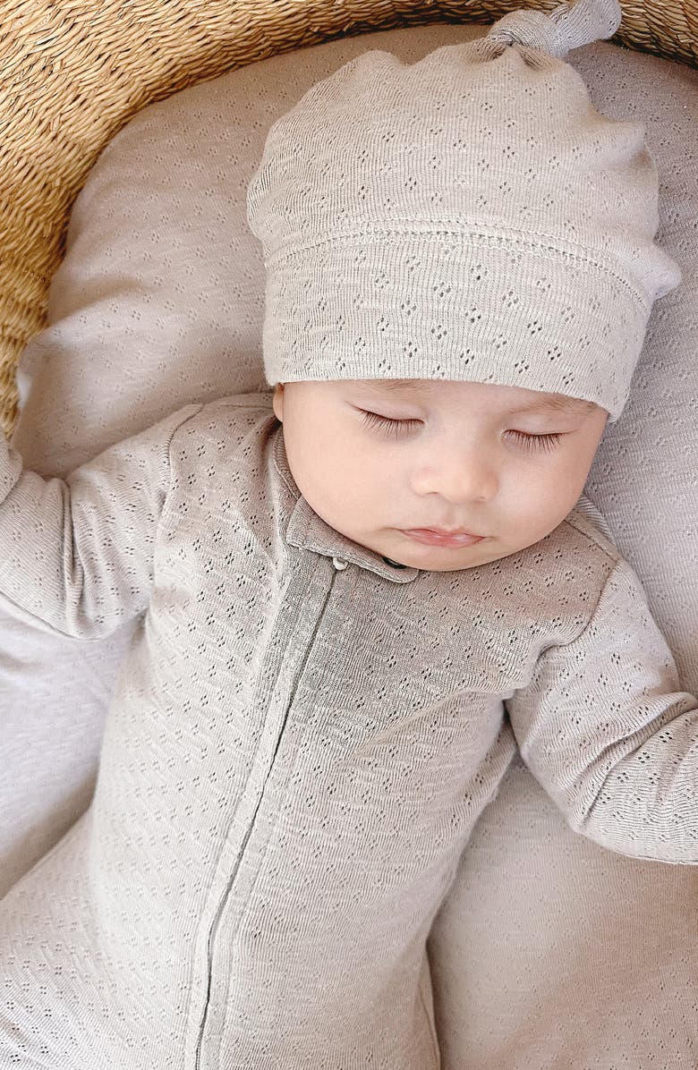 L'ovedbaby Organic Cotton Pointelle Zip Footie, Alternate, color, 