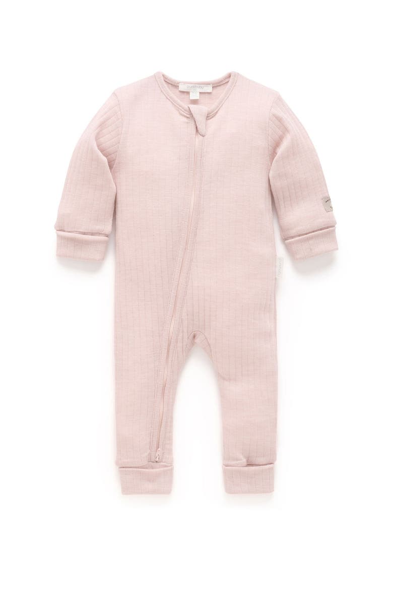 Baby Girl's Merino Coverall, Main, color, Sweet Pea Melange