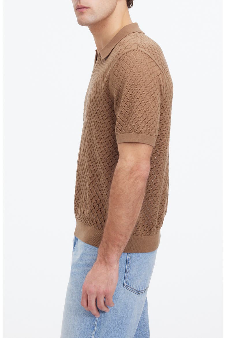 Diamond Pointelle Stitch Sweater Polo, Alternate, color, CARGO