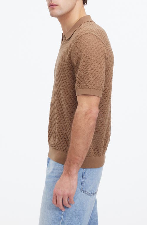 Madewell Diamond Pointelle Stitch Regular Fit Short Sleeve Sweater In Cargo