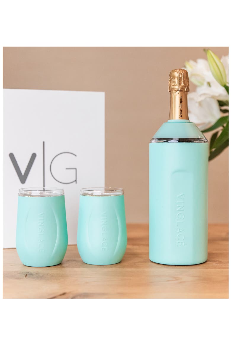 Wine Bottle Chiller & Tumbler Gift Set, Alternate, color, SEA GLASS