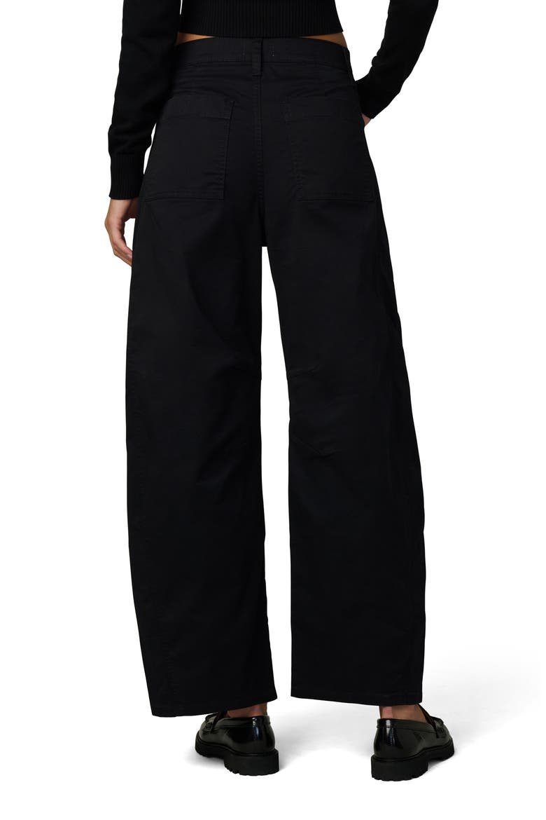 The Bowie High Waist Ankle Barrel Twill Pants, Alternate, color, BLACK