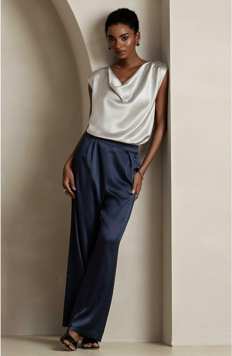 SILKSILKY 19Momme Silk Cowl Neck Sleeveless Top, Alternate, color, 