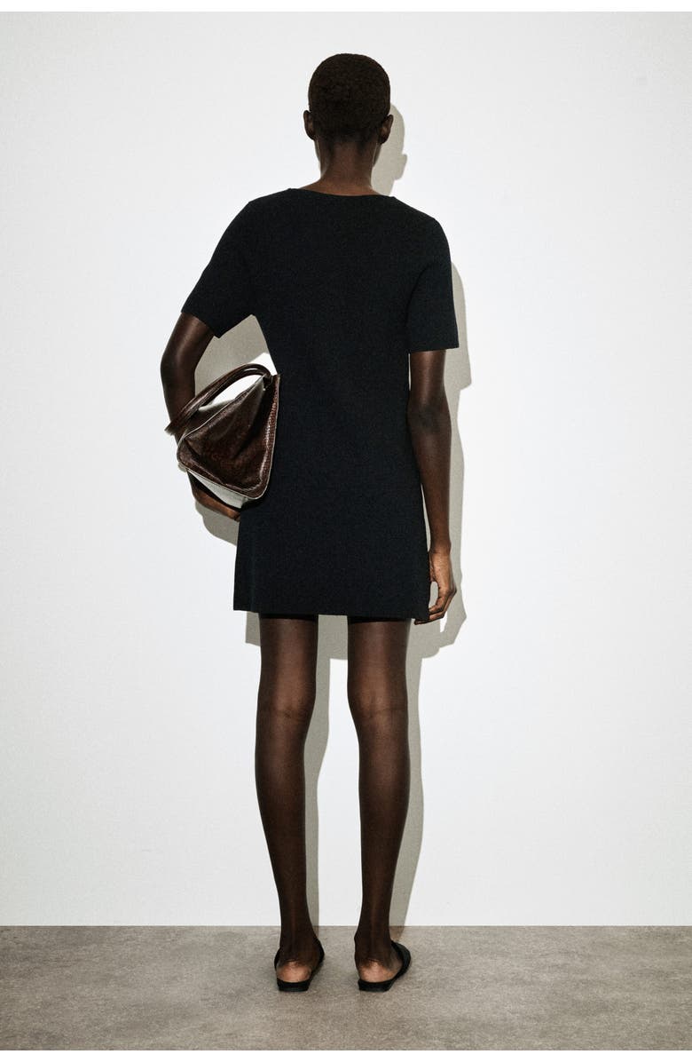 COS Buttoned Milano-knit Mini Dress, Alternate, color, Black