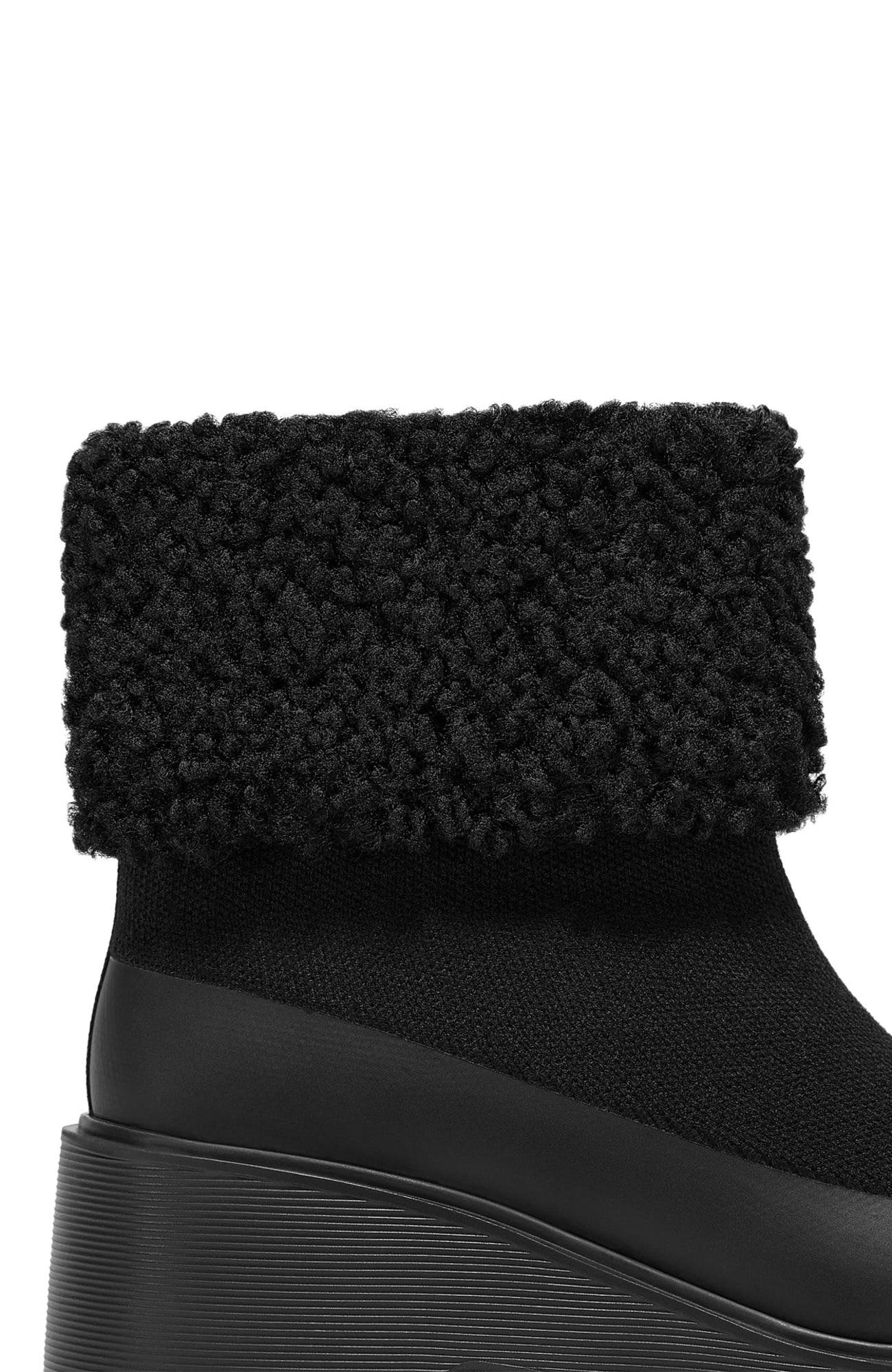 VIVAIA Faux Fur Platform Chunky Wedge Boots, Alternate, color, Black