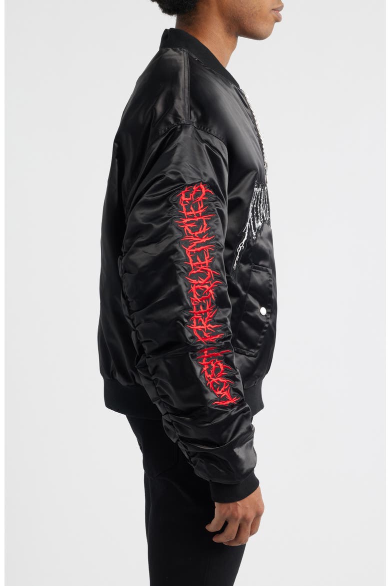 Harvard Lost Frequency Bomber Jacket, Alternate, color, SHINY BLACK