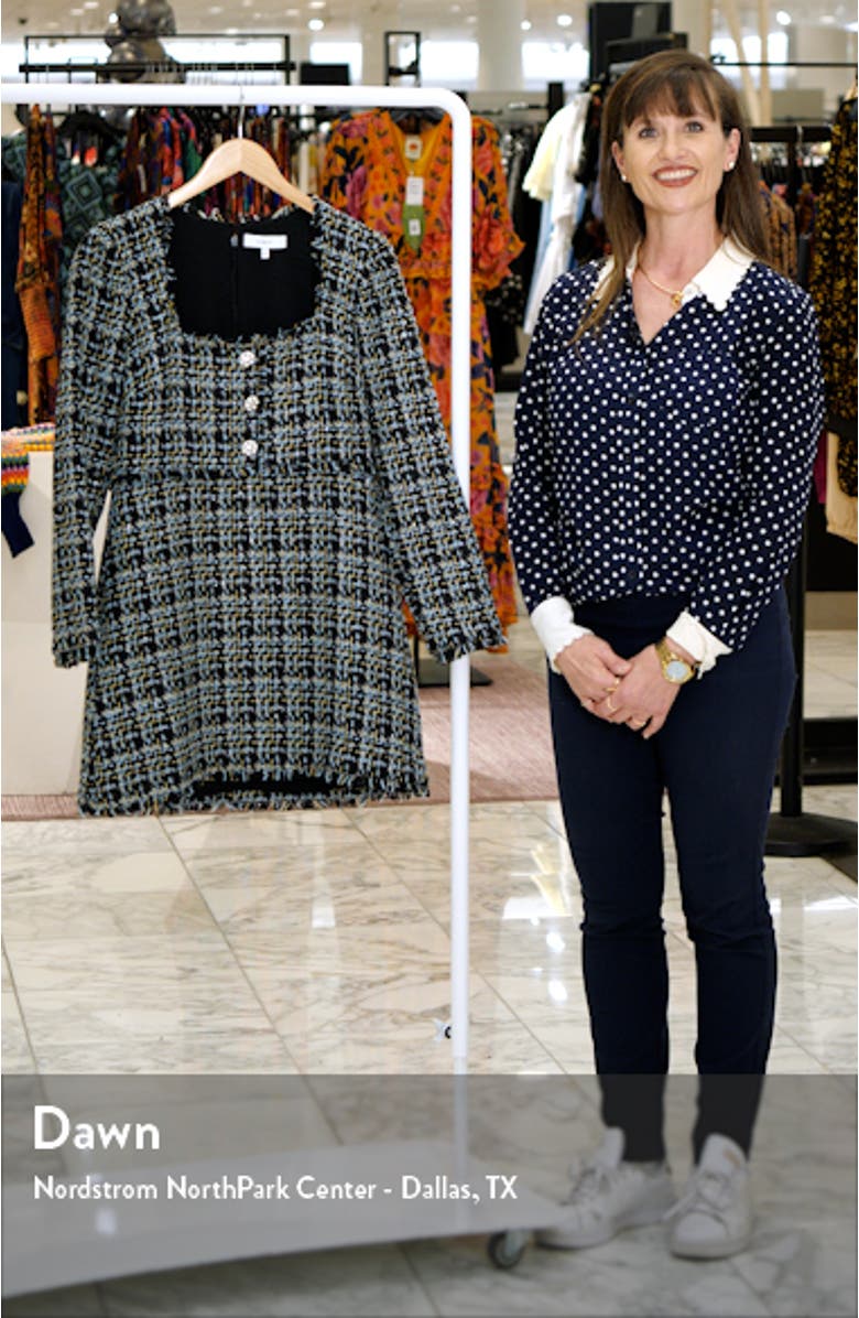 Robin Plaid Tweed Long Sleeve Sheath Dress, sales video thumbnail