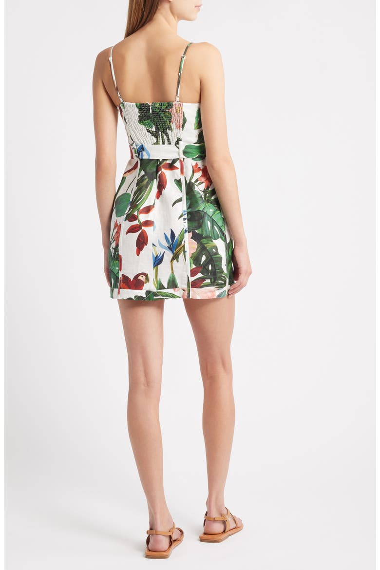 Midnight McCaw Fiesta Floral Linen Blend Mini Dress, Alternate, color, OFF-WHITE