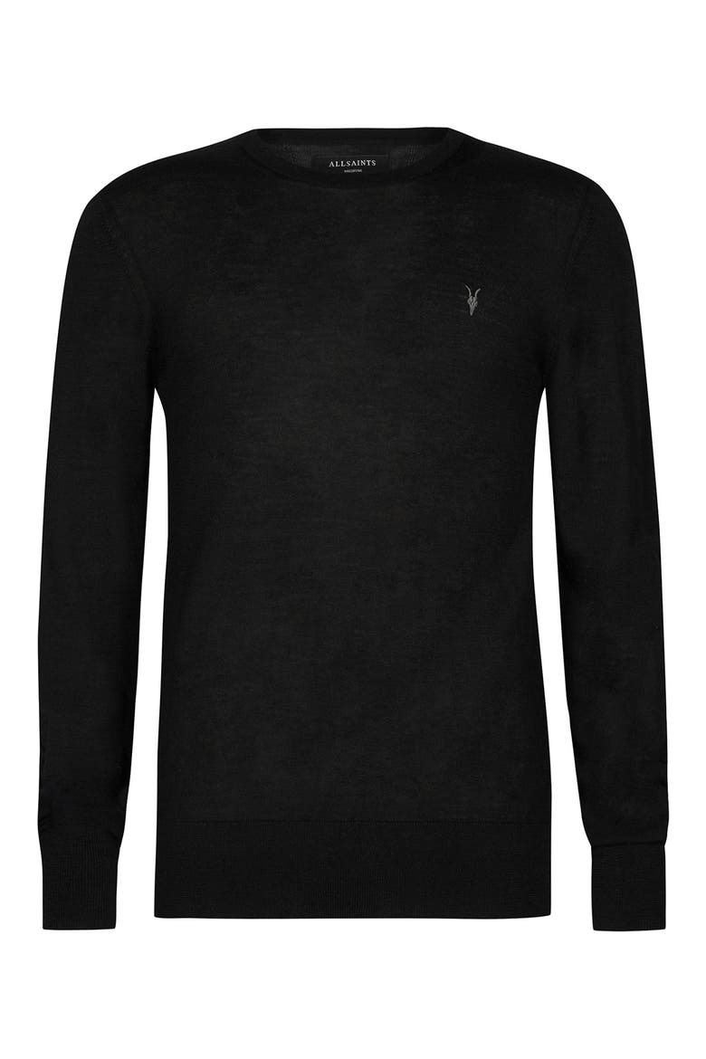 Mode Merino Wool Crewneck Sweater, Alternate, color, BLACK