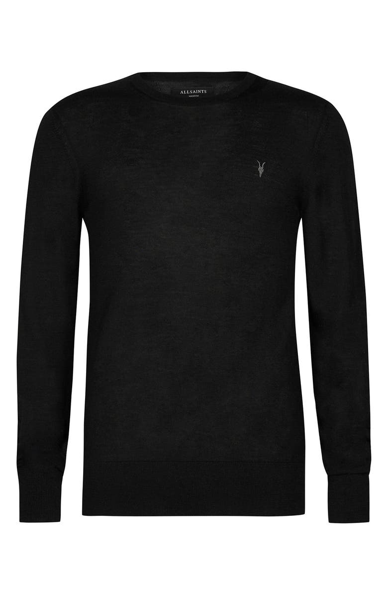 AllSaints Mode Merino Wool Crewneck Sweater, Alternate, color, Black