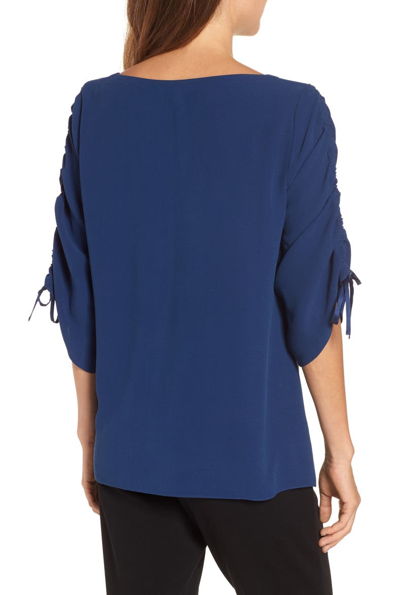 Ballet Neck Silk Top, Alternate, color, BLUE BONNET