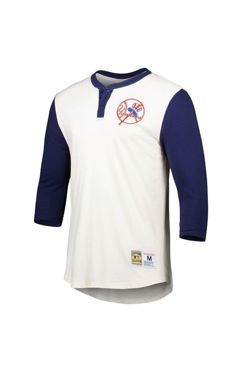 Mitchell & Ness Men's Mitchell & Ness Cream New York Yankees Icon Henley 3/4-Sleeve T-Shirt, Alternate, color, 
