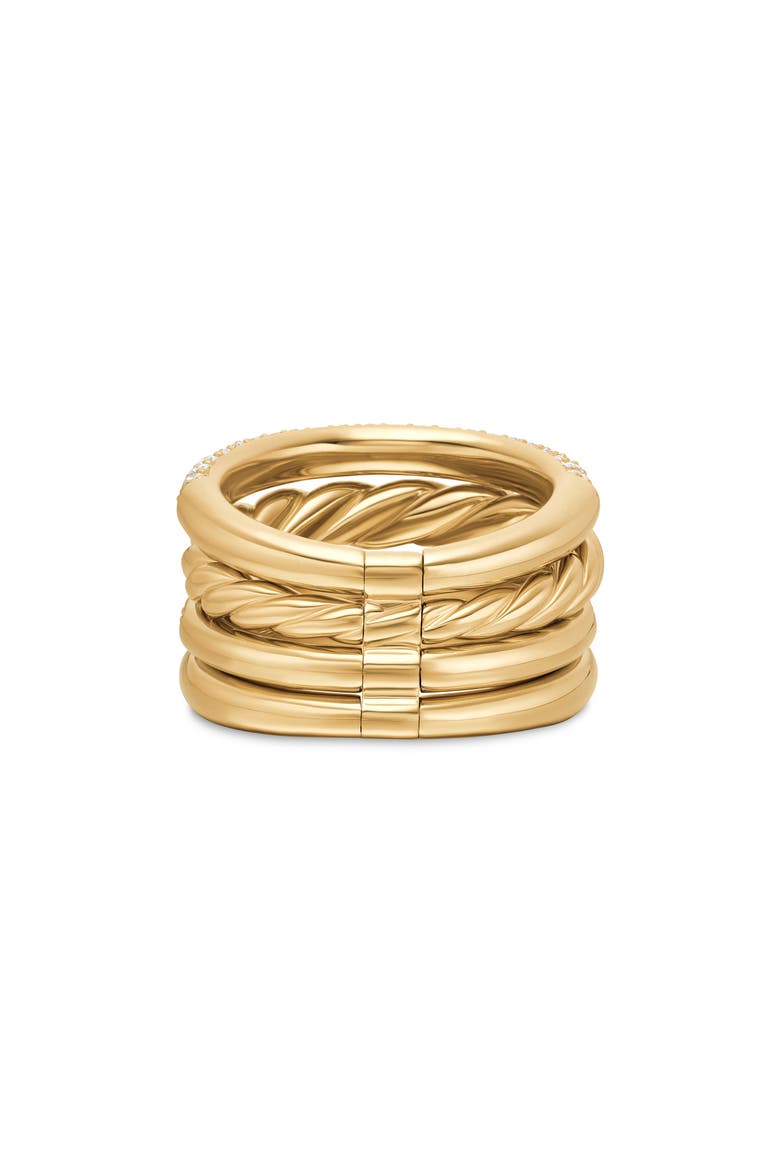 Mercer™ Multirow Ring with Pavé Diamonds, Alternate, color, 18K YELLOW GOLD