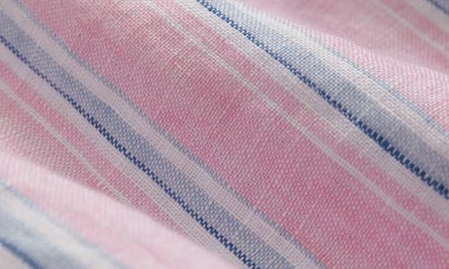 Brooks Brothers Stripe Linen Camp Shirt In Pink Arch Ivy Stripe