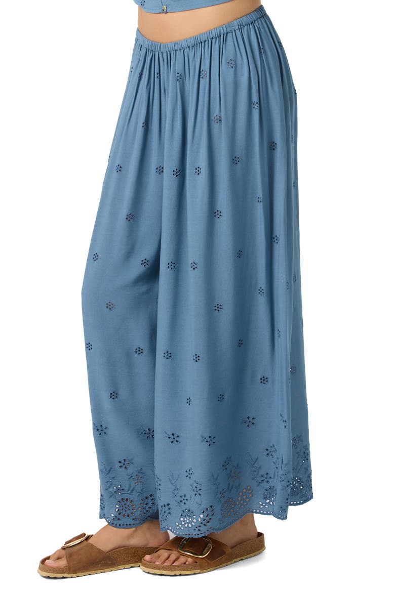 Delaney Eyelet Wide Leg Pants, Alternate, color, PROVINCIAL BLUE
