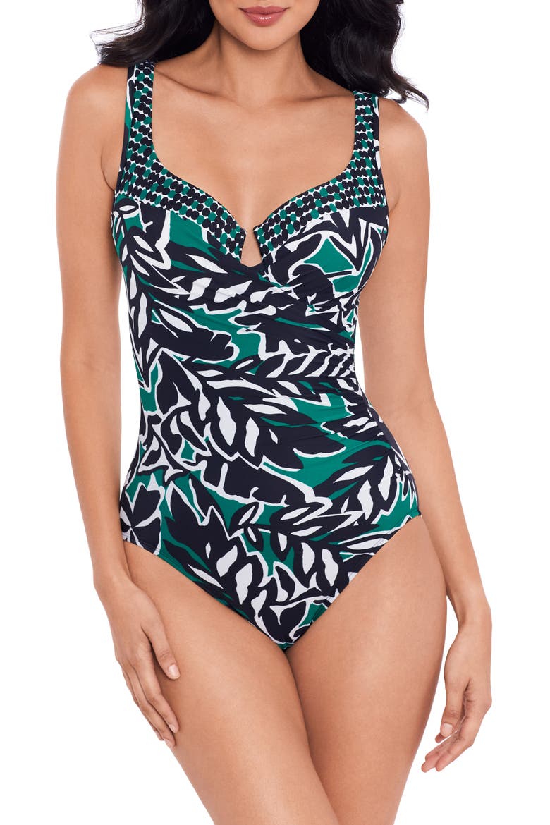 Palma Verde Escape One-Piece Swimsuit, Main, color, BLACK MULTI