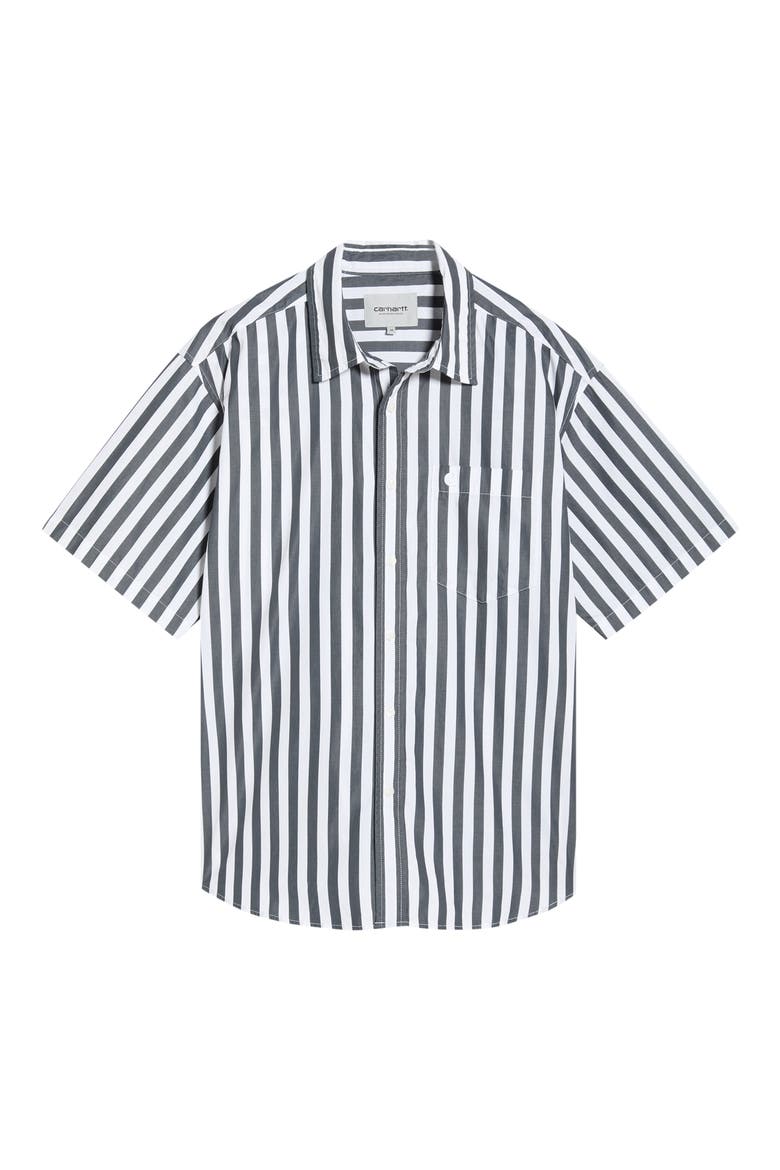 Royce Stripe Short Sleeve Button-Up Shirt, Alternate, color, ROYCE STRIPE, GRAPHITE / WHITE