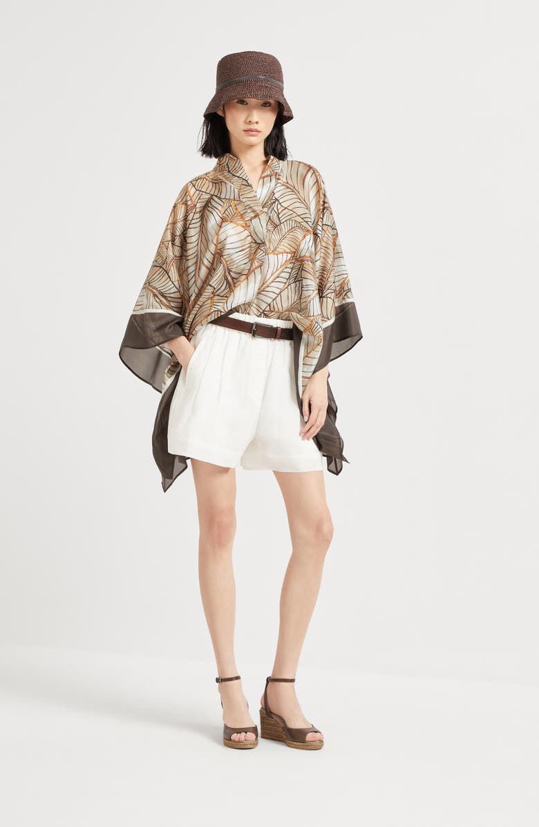 Brunello Cucinelli Papyrus print poncho, Alternate, color, 