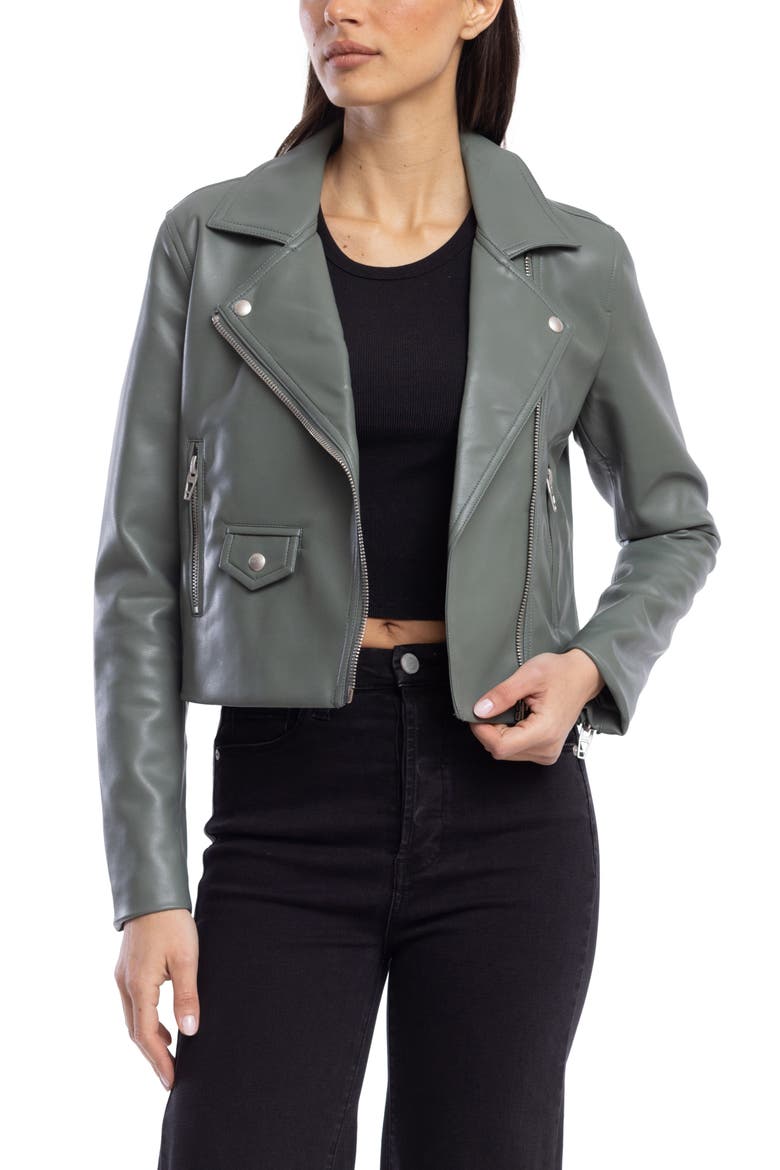 Faux Leather Moto Jacket, Main, color, FACE TO FACE