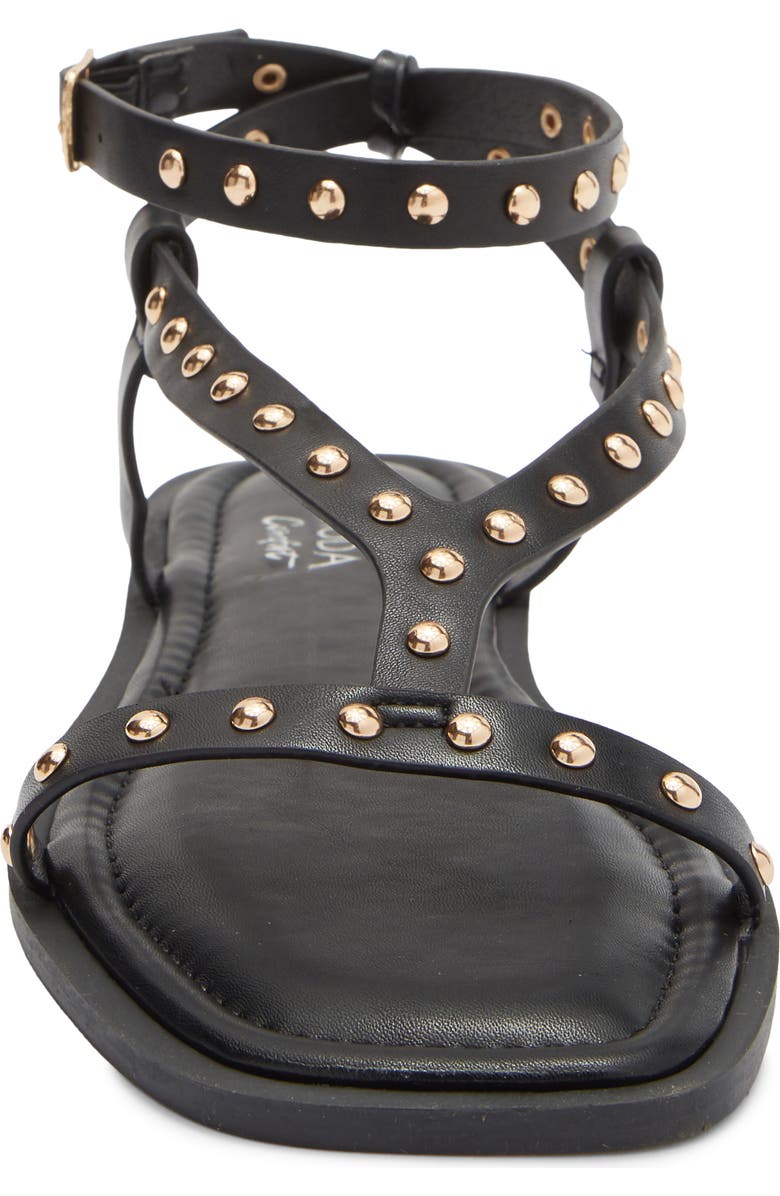 TOP MODA Zita Studded Ankle Strap Sandal, Alternate, color, Black Pu