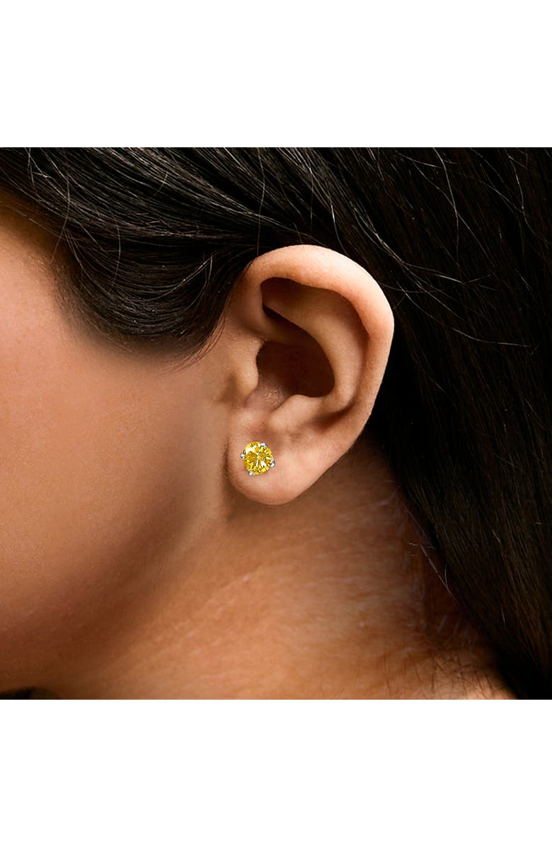 Haus of Brilliance 14K Gold 2.0 Cttw Lab Grown Yellow Diamond Solitaire Stud Earrings, Alternate, color, White