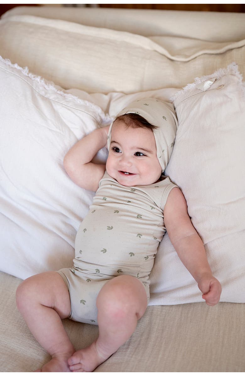 Ely's & Co. Jersey Cotton - Vintage Leaf Collection - Romper, Alternate, color, Sage Leaf