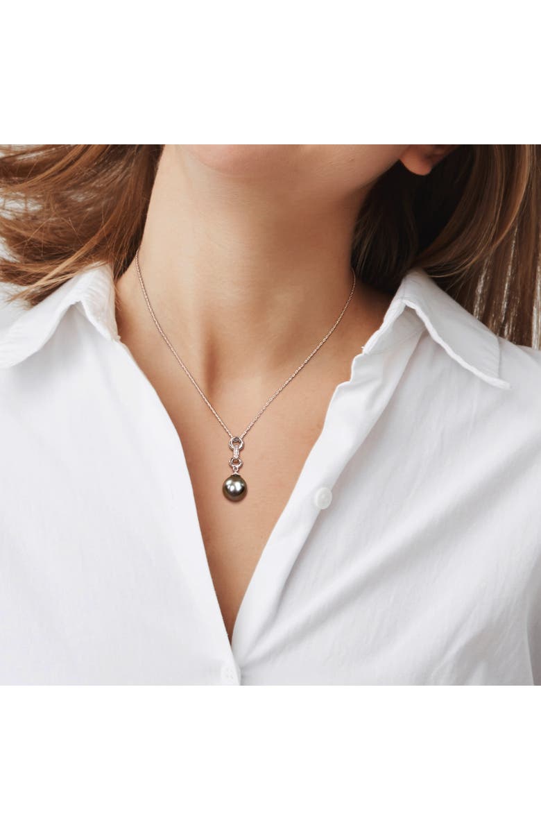 Julianna B. Tahitian Pearl & Diamond Drop Link Necklace 10k, Alternate, color, Pearl