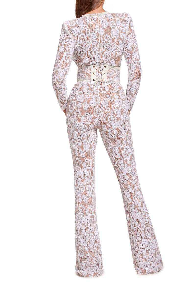 Bella Long Sleeve Lace Jumpsuit, Alternate, color, WHITE