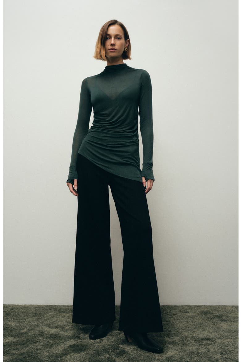 Arden Asymmetric Pleated Jersey Top, Alternate, color, FOREST GREEN