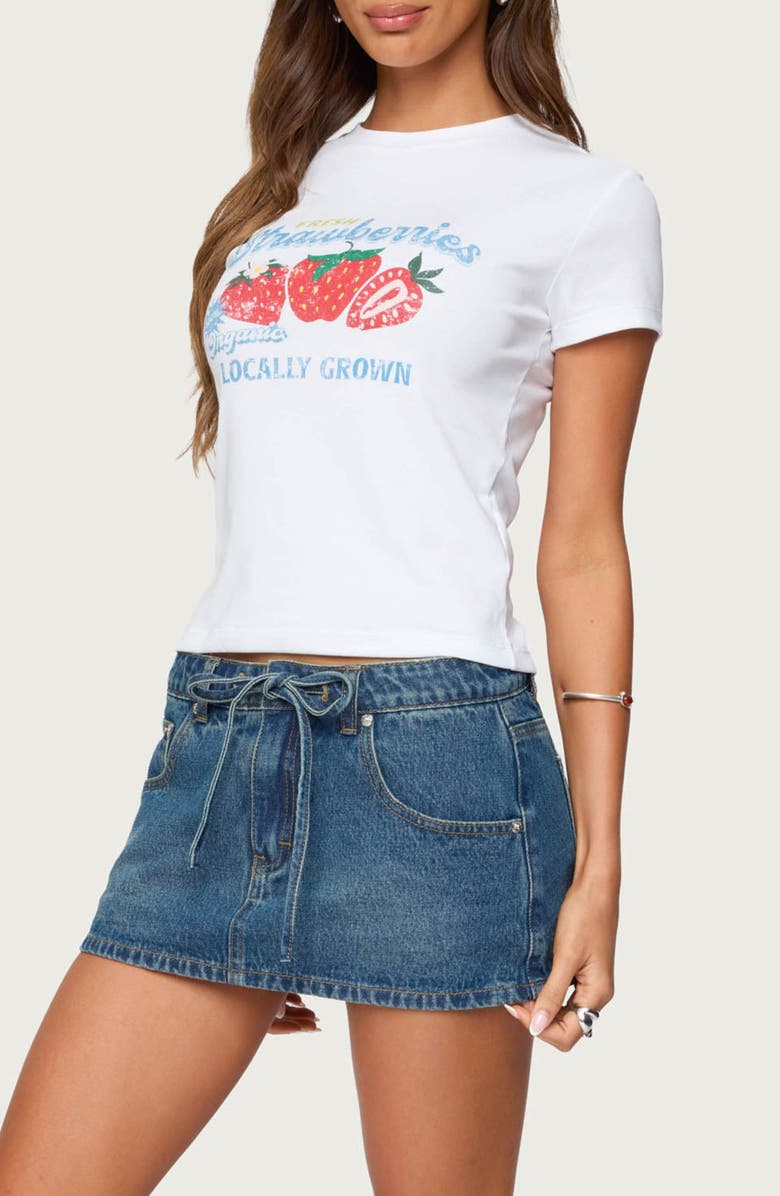 EDIKTED Fresh Strawberries Stretch Cotton Graphic T-Shirt, Alternate, color, White