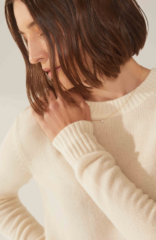 Italic Mila Cashmere Boxy Crop Sweater In Ivory
