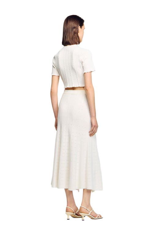 Sandro Pointelle Knit Maxi Skirt In White