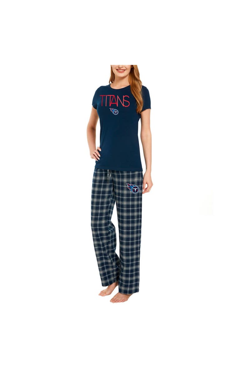 CONCEPTS SPORT Women's Concepts Sport Navy/Light Blue Tennessee Titans Arctic T-Shirt & Flannel Pants Sleep Set, Main, color,