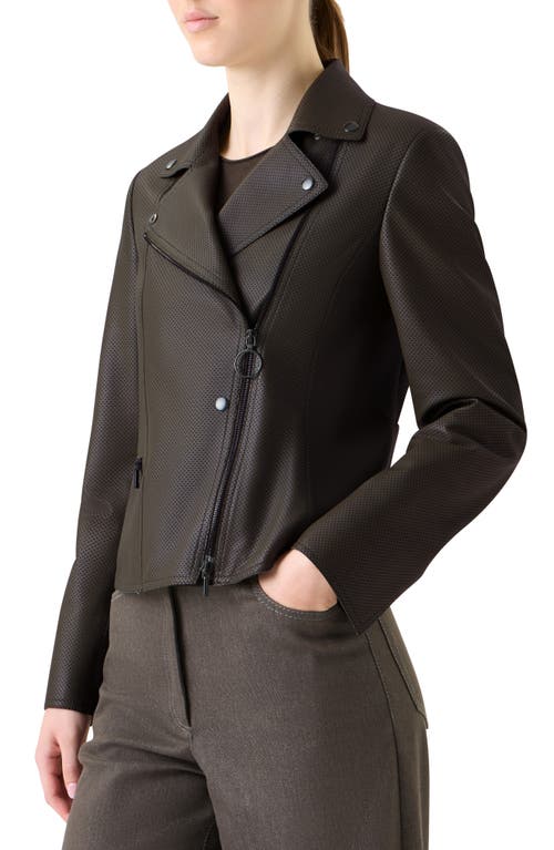 Akris Punto Pin Dot Lambskin Leather Biker Jacket In Brown