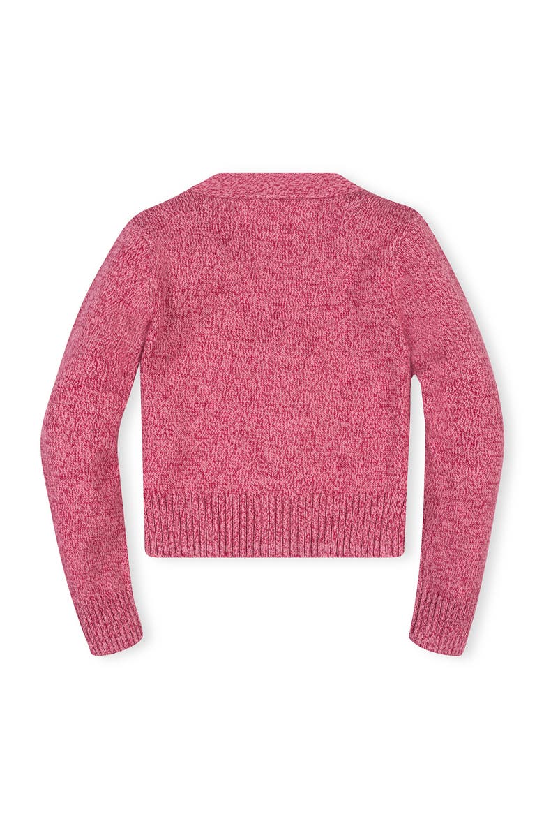 Kids' Organic V-Neck Cardigan Sweater, Alternate, color, Vivid Pink Marl