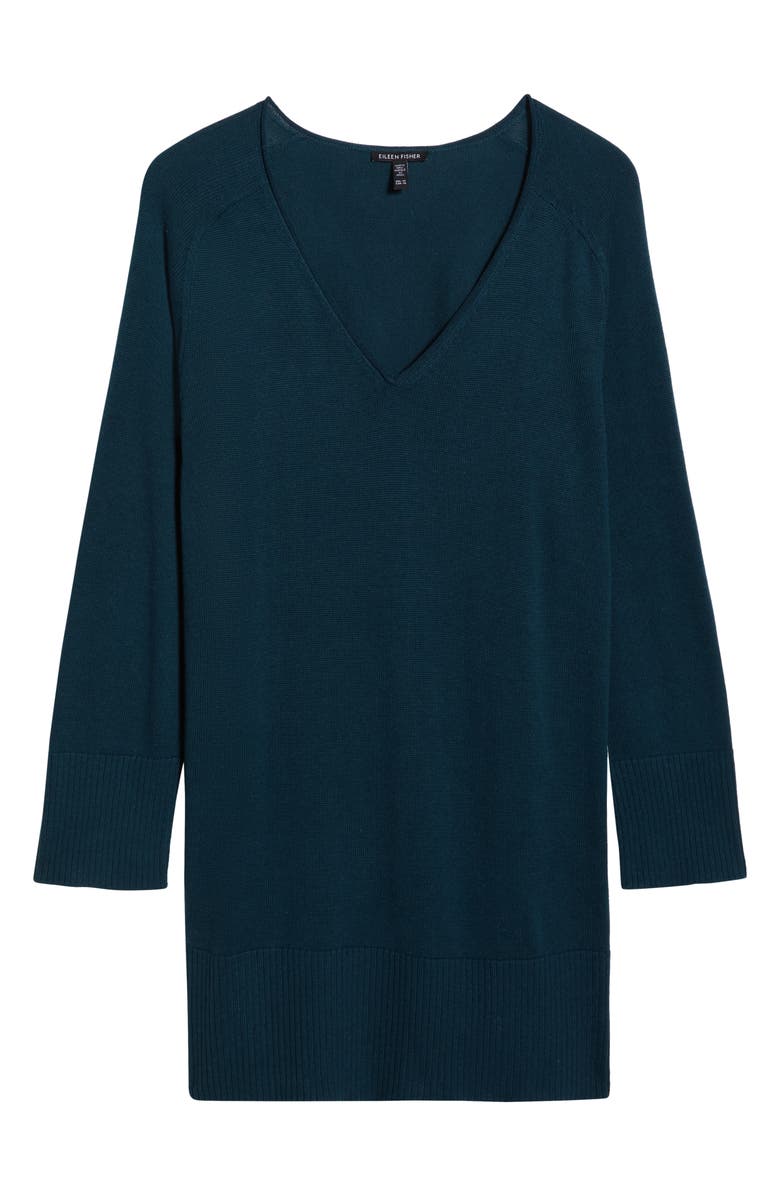 Eileen Fisher V-Neck Cotton Blend Sweater, Alternate, color, Alpine