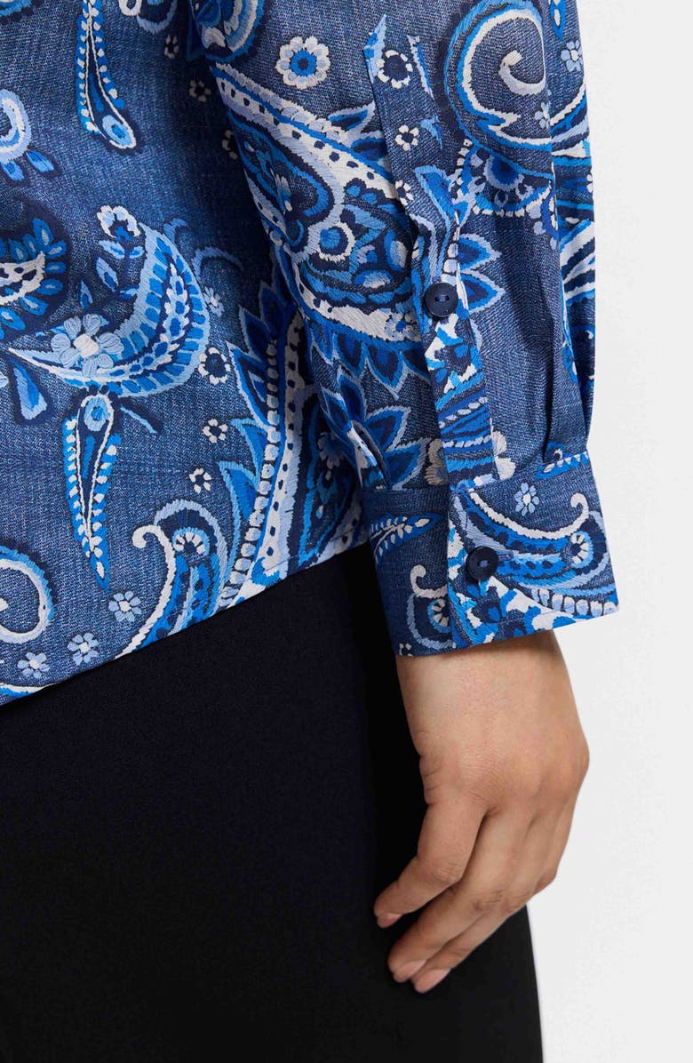 Foxcroft Hampton Paisley Print Cotton Poplin Button-Up Shirt, Alternate, color, Blue Multi