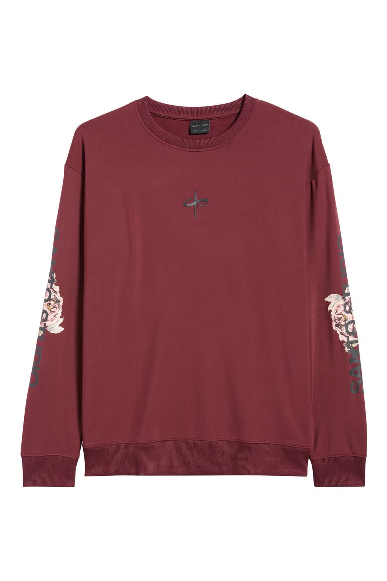 Tempo Rose Comfort Performance Graphic Sweatshirt, Alternate, color, MERLOT