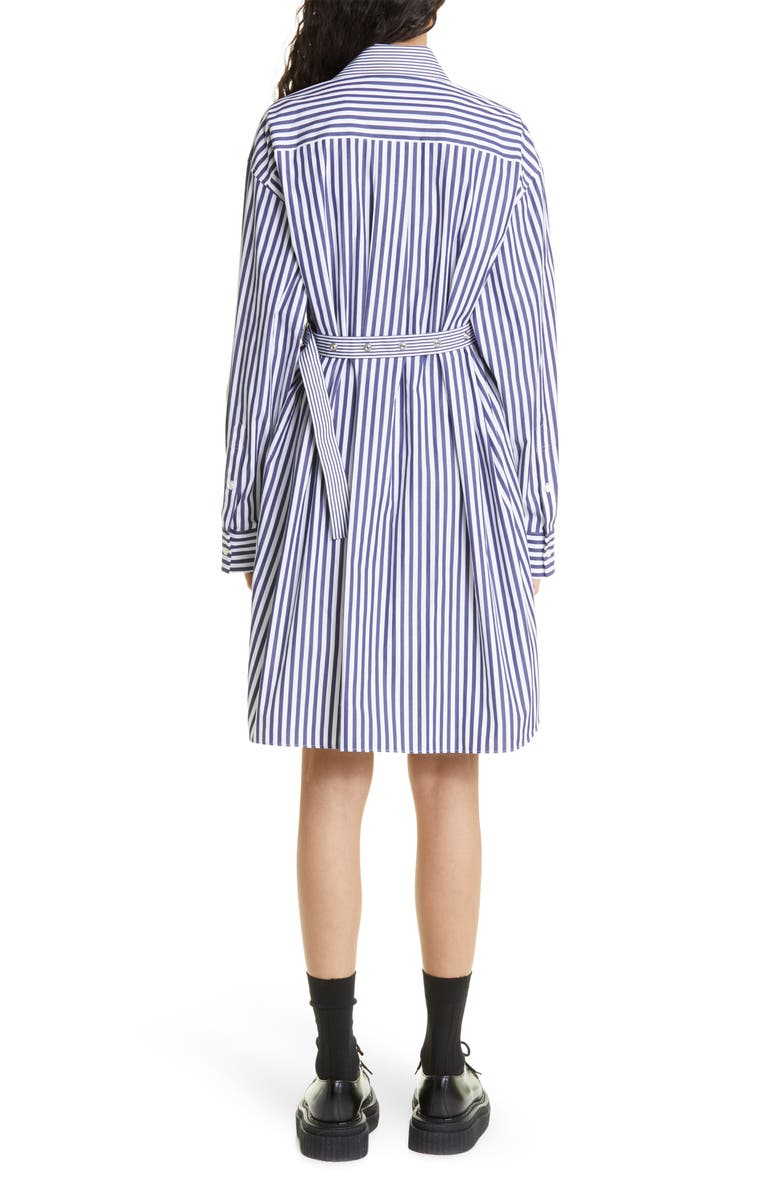 Sacai Asymmetric Stripe Cotton Poplin Shirtdress, Alternate, color, 