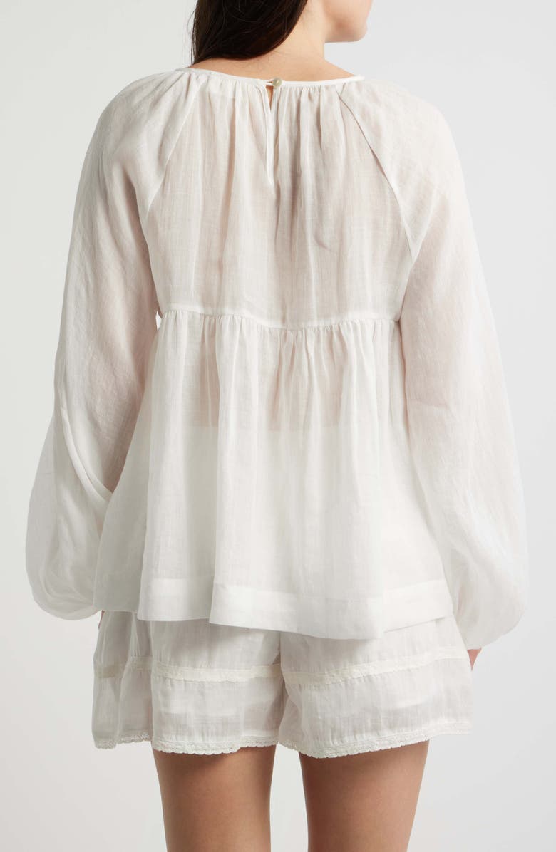 A.REN Sereia Pintuck Linen Top, Alternate, color, Off White