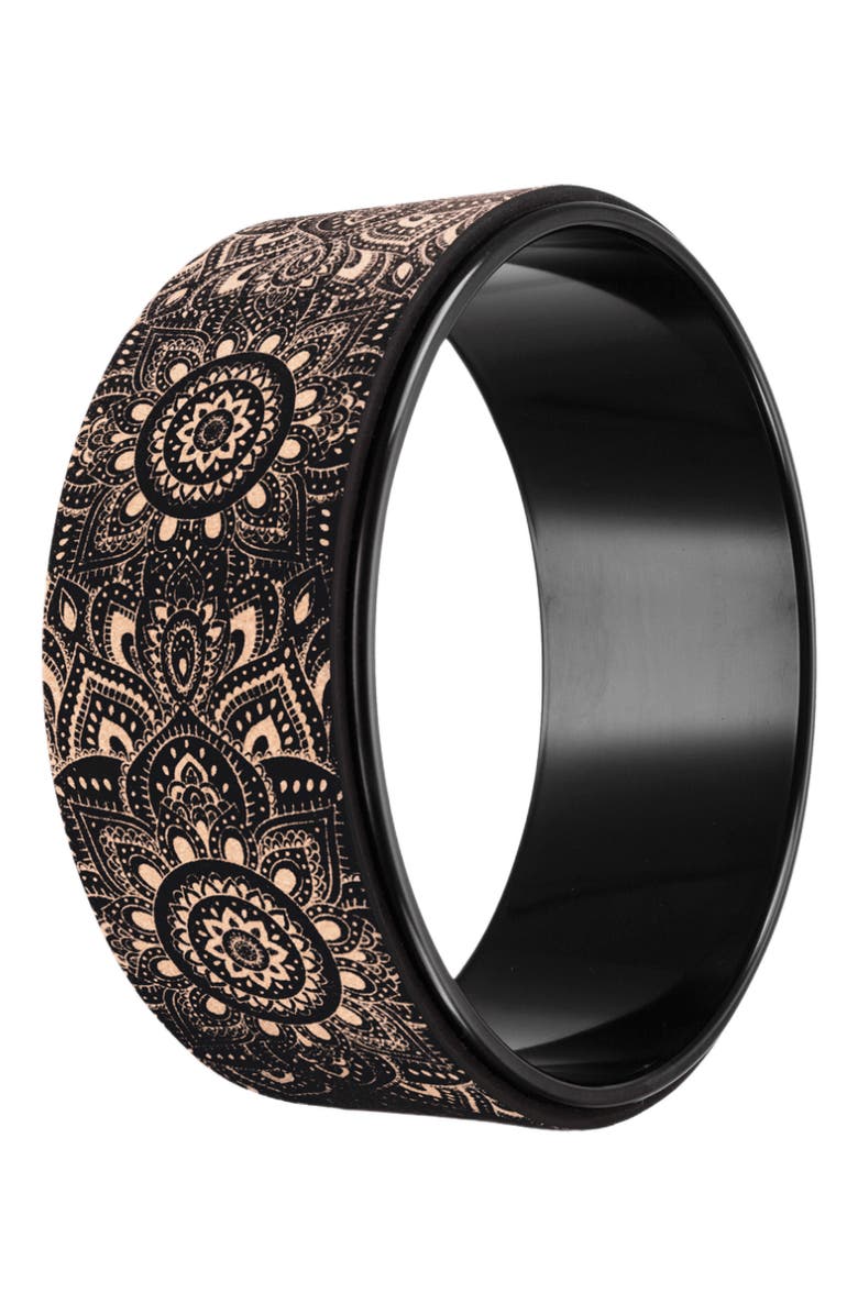 Yoga Design Lab Yoga Wheel Cork Mandala Black, Main, color, Mandala Black
