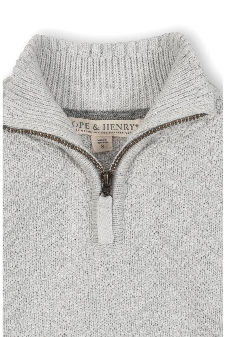 Kids' Organic Long Sleeve Half Zip Cable Pullover Sweater, Alternate, color, Light Gray Heather Chevron
