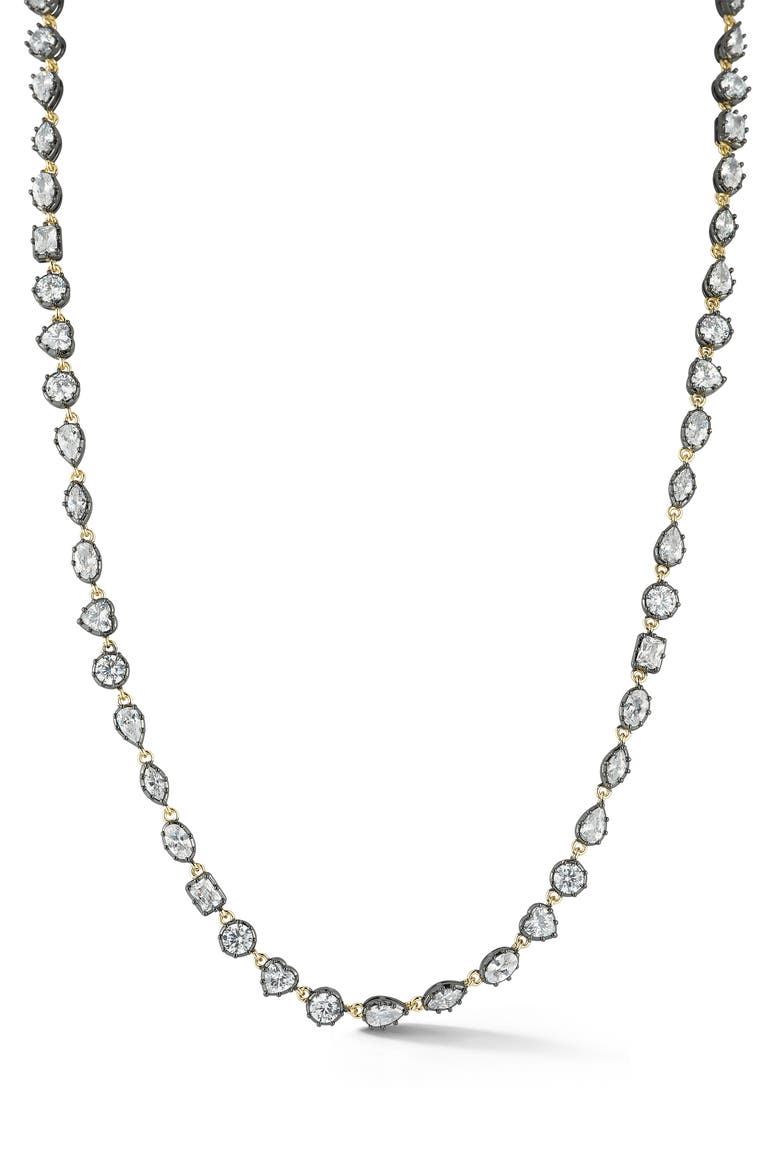 Mixed Cut Cubic Zirconia Tennis Necklace, Main, color, GOLD
