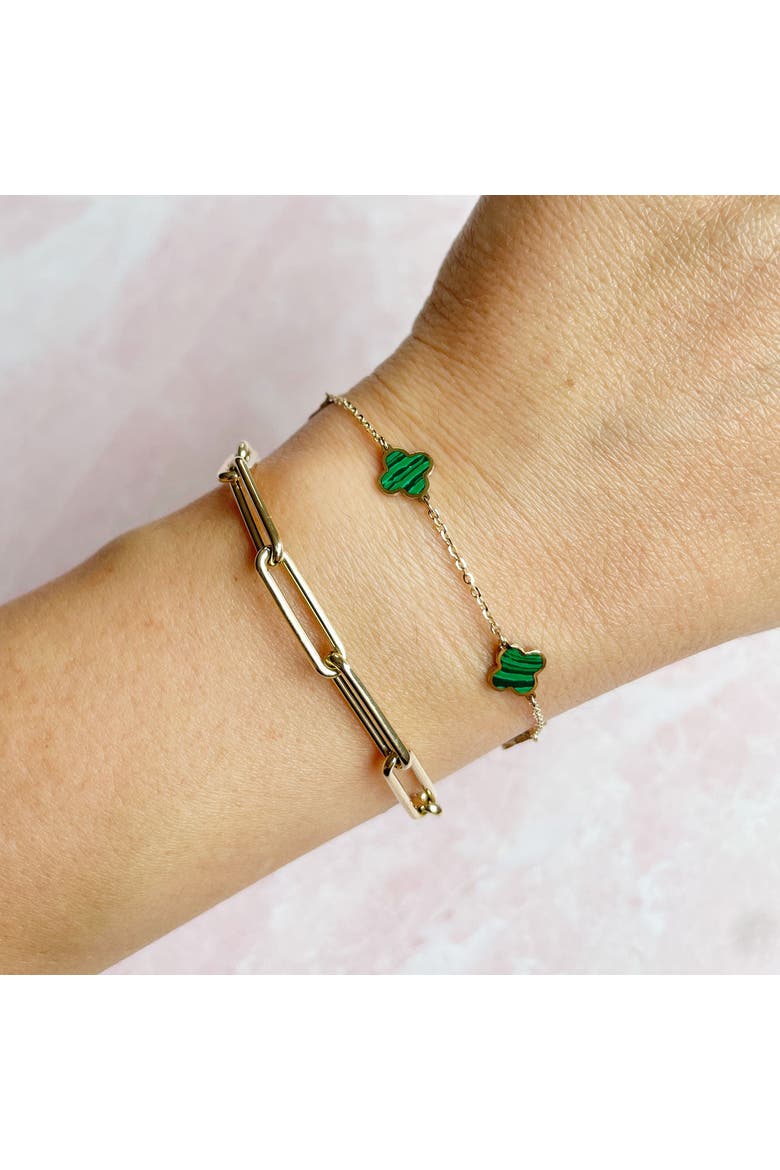 Mini Malachite Clover Bracelet, Alternate, color, Malachite