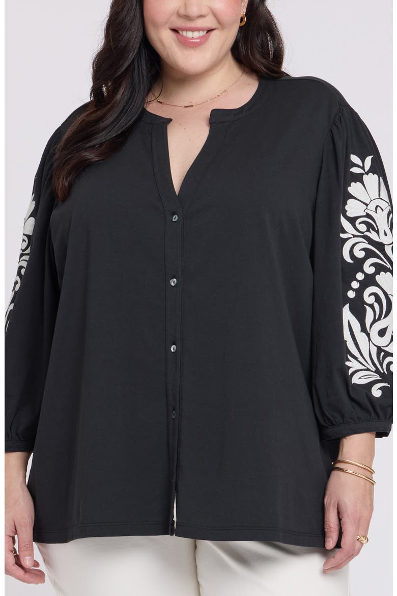 Embroidered Top, Main, color, BLACK/ IVORY